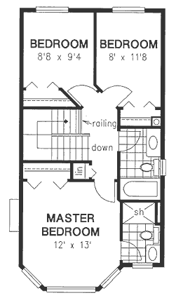 Second Floor Plan for House Plan #130544