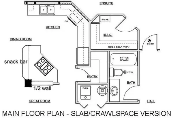 Slab/Crawlspace Option- House Plan #201940