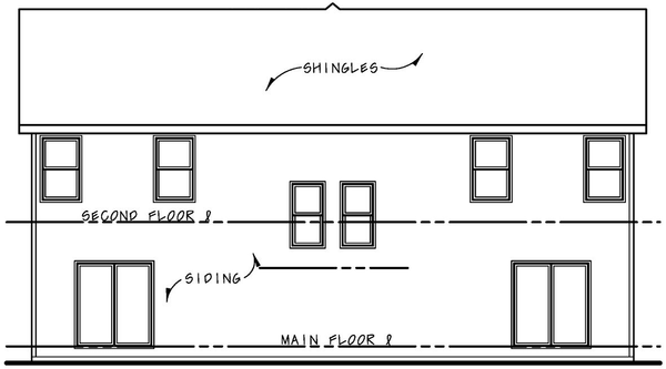 Rear Elevation for House Plan #156503