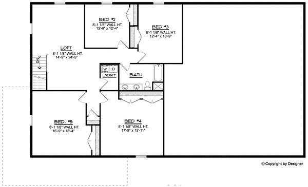 Second Floor Plan for House Plan #754843