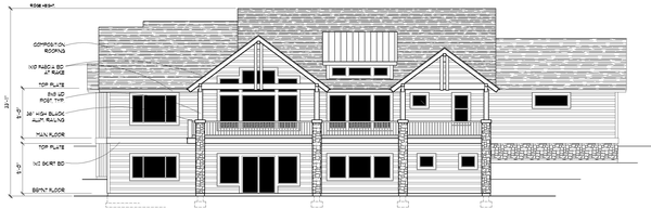 Rear Elevation for House Plan #808434