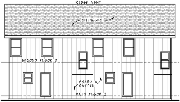 Rear Elevation for House Plan #158703