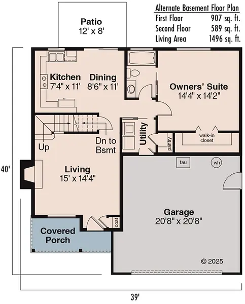 Alt. Basement Plan - House Plan #346941