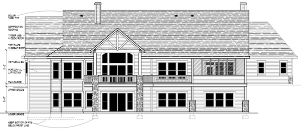 Rear Elevation for House Plan #800803