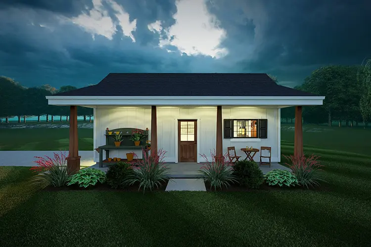 Exterior Night Right- House Plan #580474