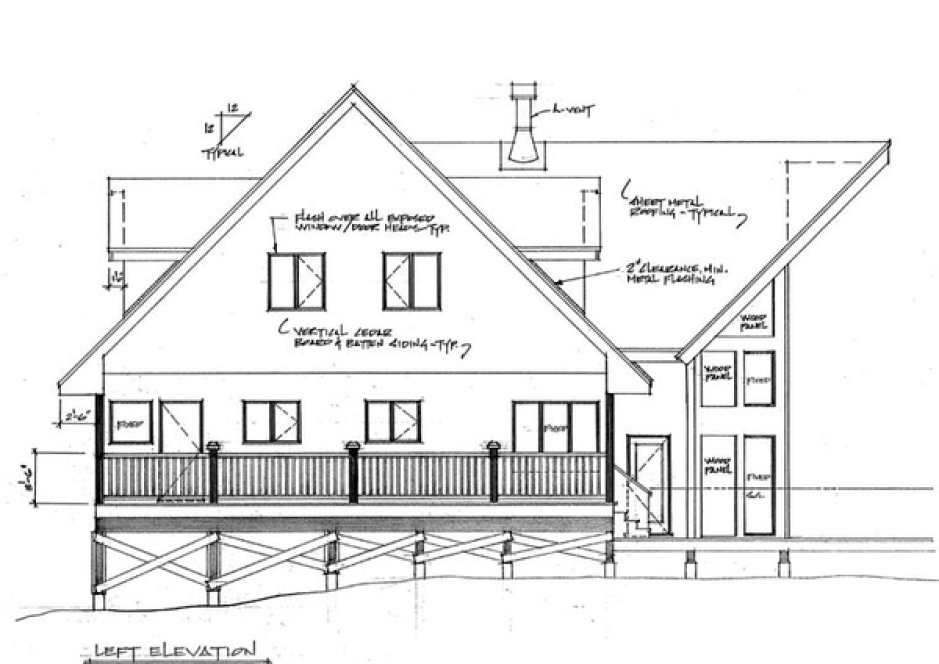 Left Elevation for House Plan #262862