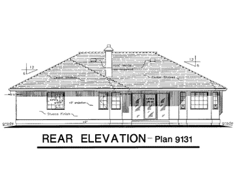 Rear Elevation for House Plan #131319
