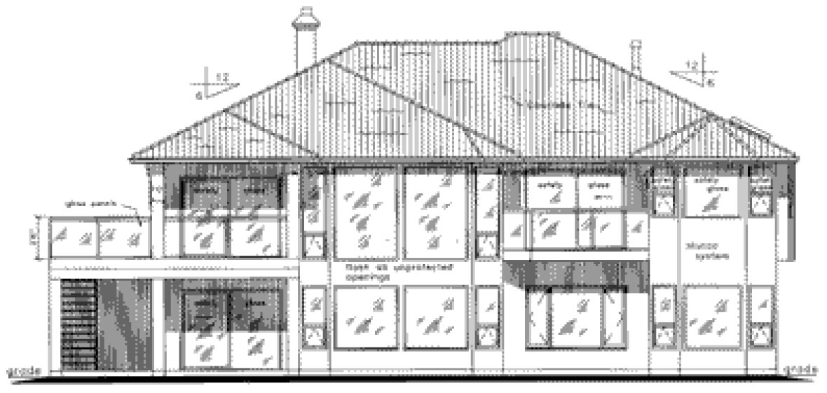 Rear Elevation for House Plan #133319