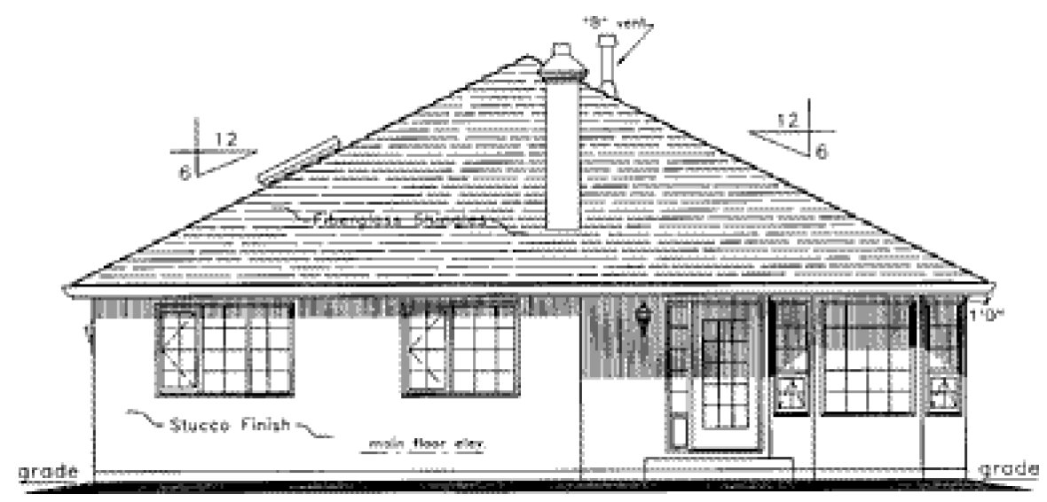 Rear Elevation for House Plan #134319