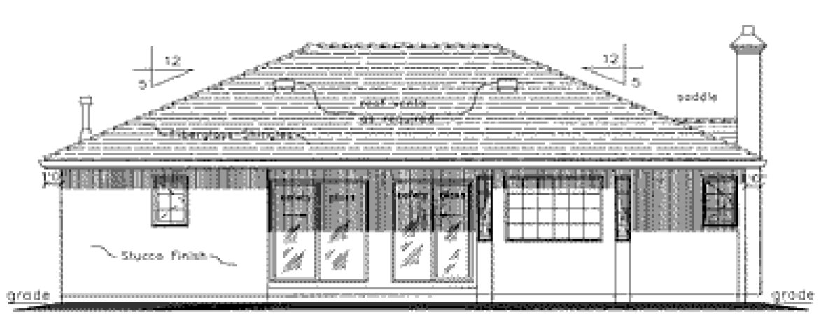 Rear Elevation for House Plan #131519