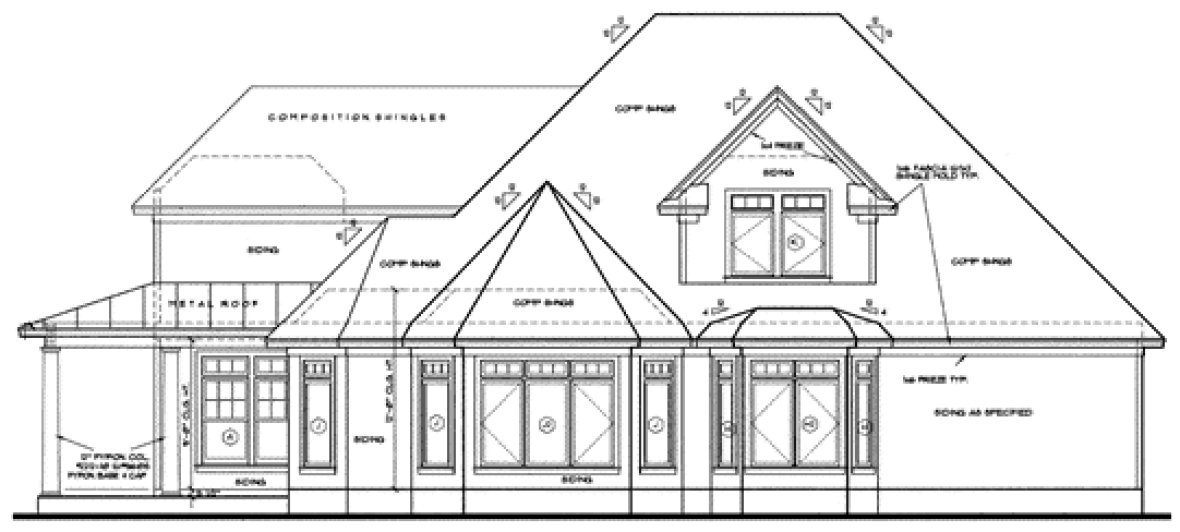 Rear Elevation for House Plan #158819