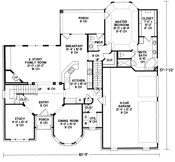 Main Floor Plan for House Plan #156919