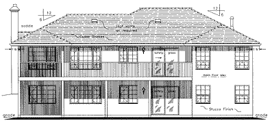 Rear Elevation for House Plan #134519