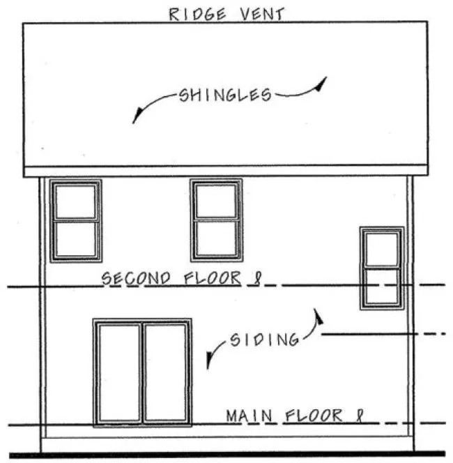 Rear Elevation for House Plan #158151