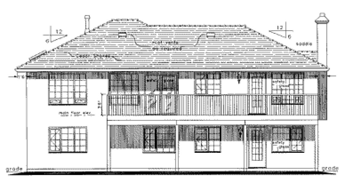 Rear Elevation for House Plan #137519