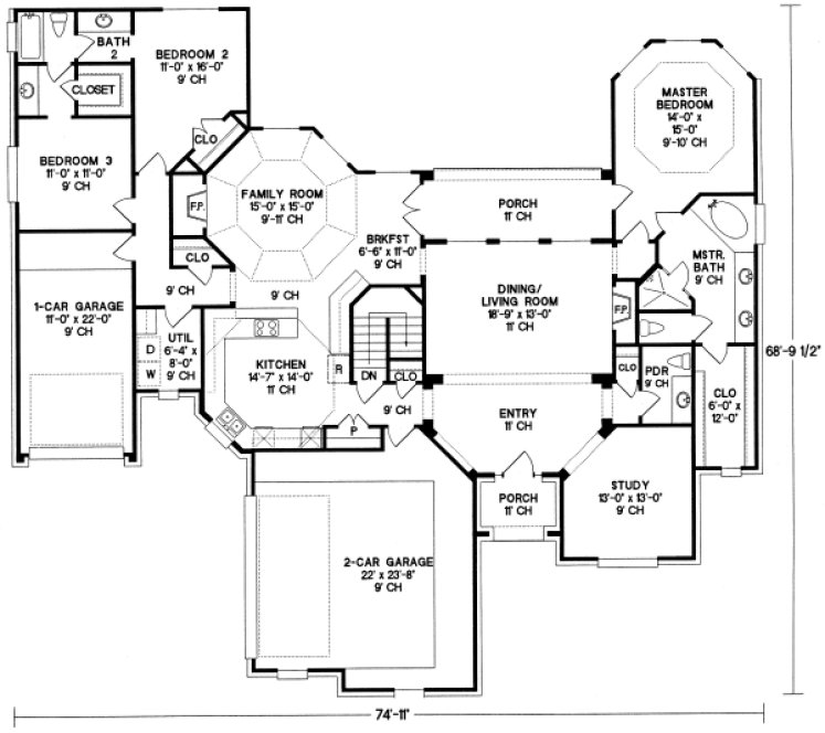 Main Floor Plan for House Plan #157029