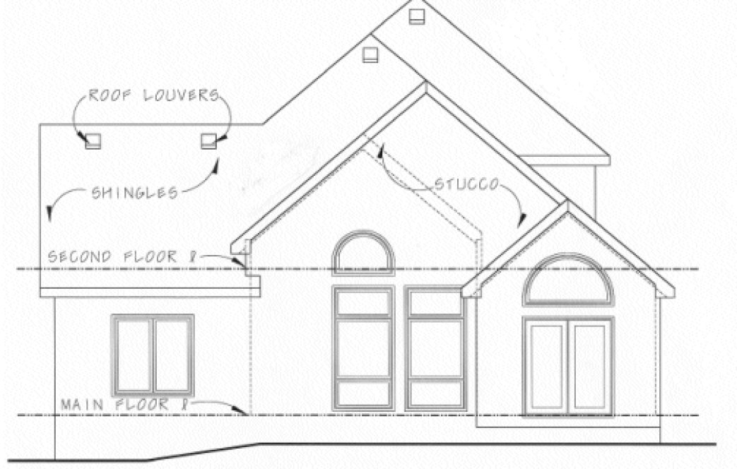 Rear Elevation for House Plan #154229