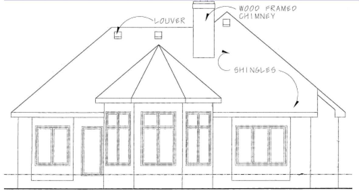 Rear Elevation for House Plan #157229