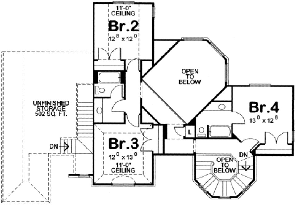 Second Floor Plan for House Plan #152529