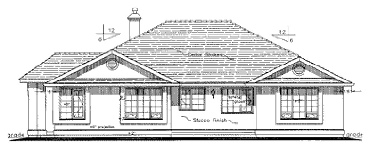 Rear Elevation for House Plan #134619