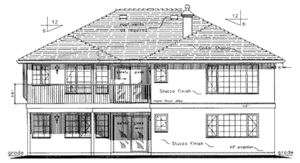 Rear Elevation for House Plan #136619