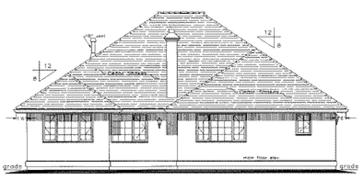 Rear Elevation for House Plan #138619