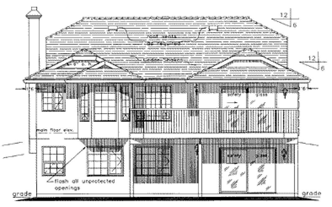 Rear Elevation for House Plan #139619
