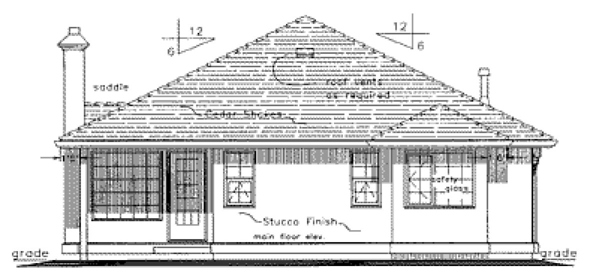 Rear Elevation for House Plan #131719