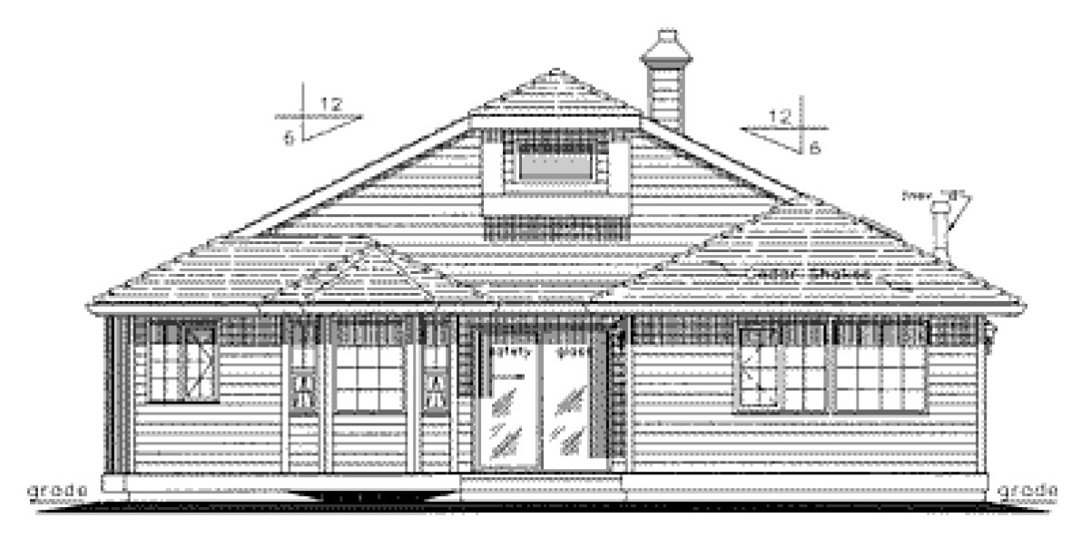 Rear Elevation for House Plan #136029