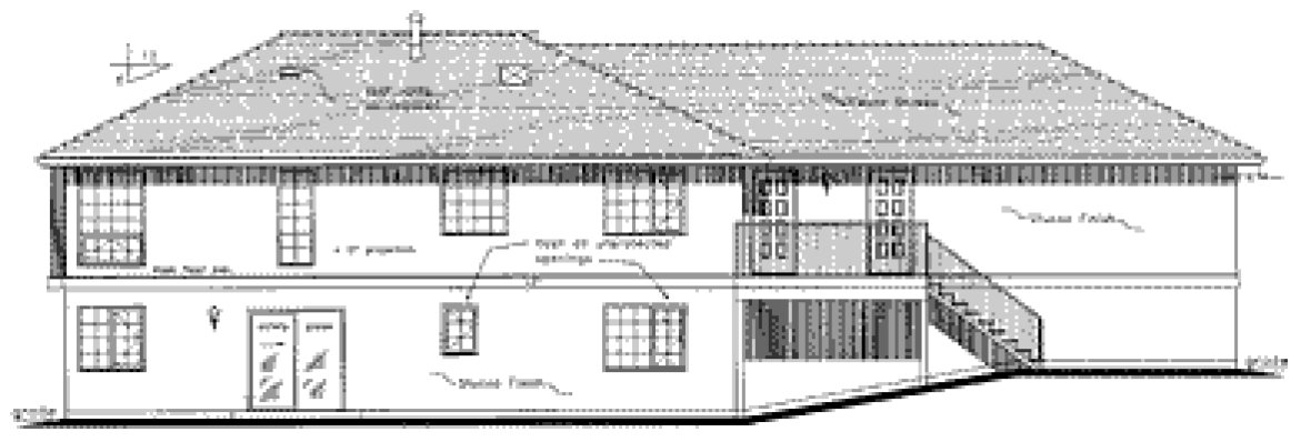 Rear Elevation for House Plan #139029
