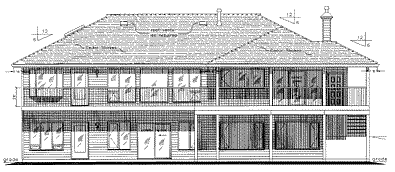 Rear Elevation for House Plan #130129