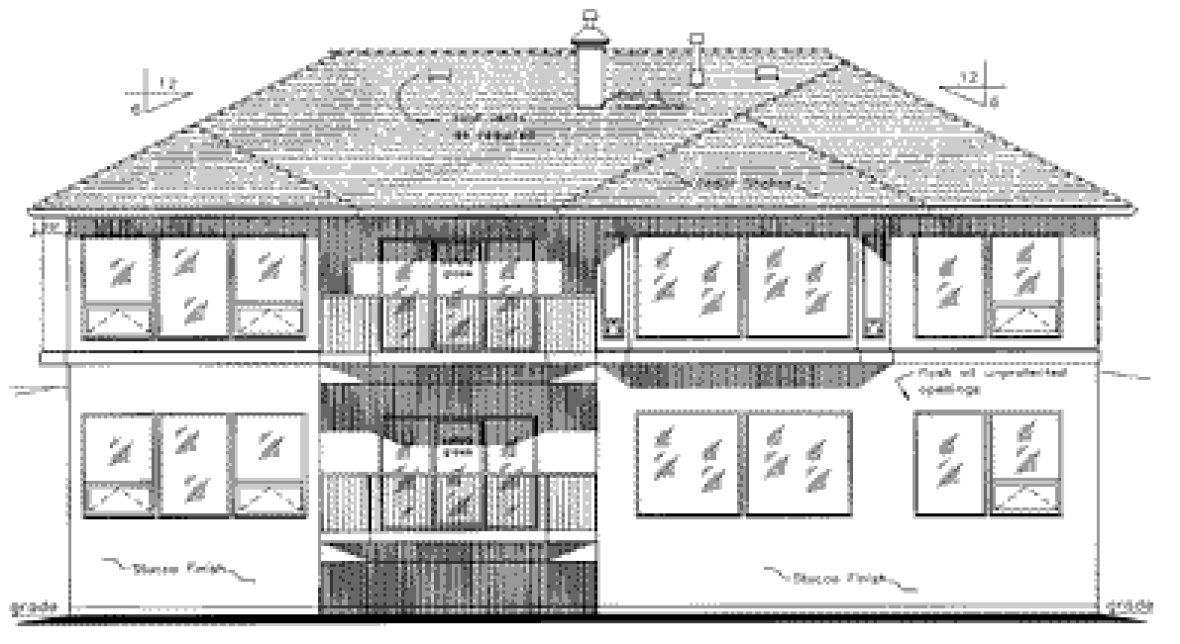 Rear Elevation for House Plan #131129