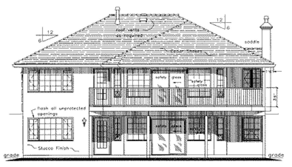 Rear Elevation for House Plan #132129