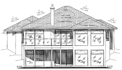 Rear Elevation for House Plan #132229
