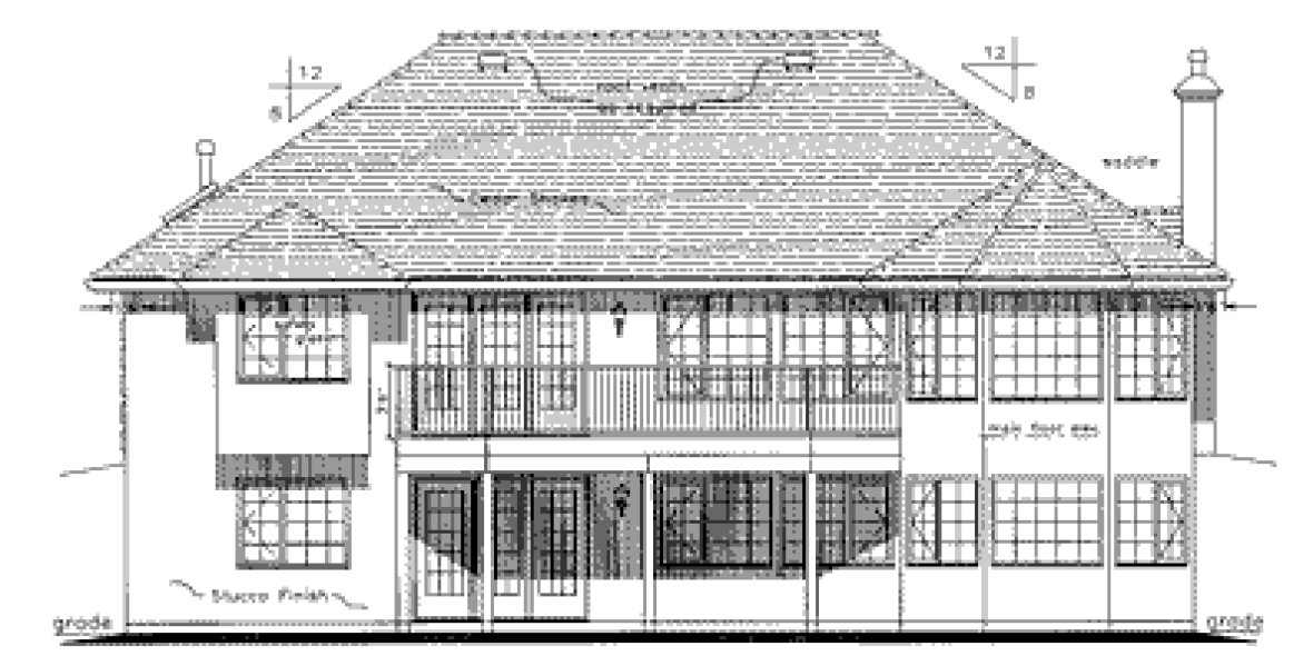 Rear Elevation for House Plan #133229