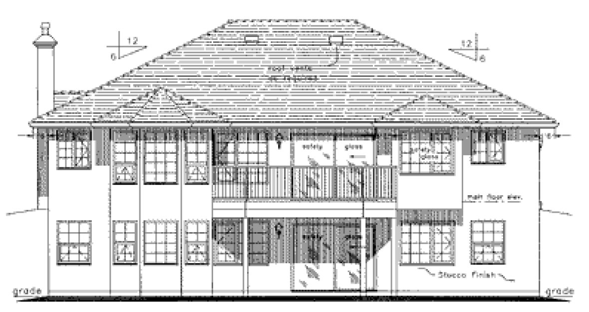 Rear Elevation for House Plan #134229
