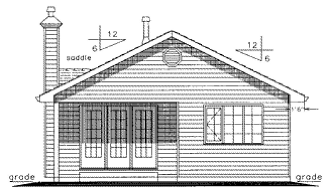 Rear Elevation for House Plan #136229