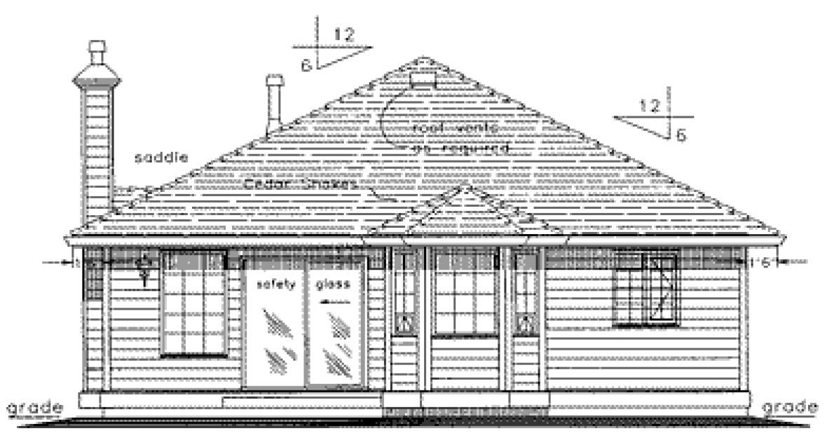 Rear Elevation for House Plan #138329