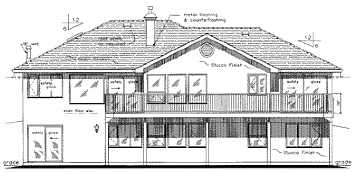 Rear Elevation for House Plan #135429