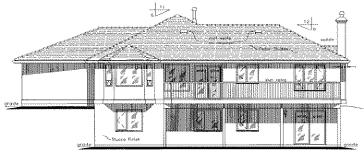 Rear Elevation for House Plan #136429