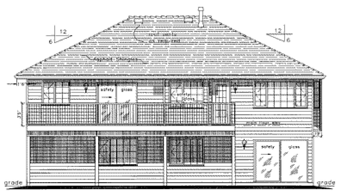 Rear Elevation for House Plan #137429