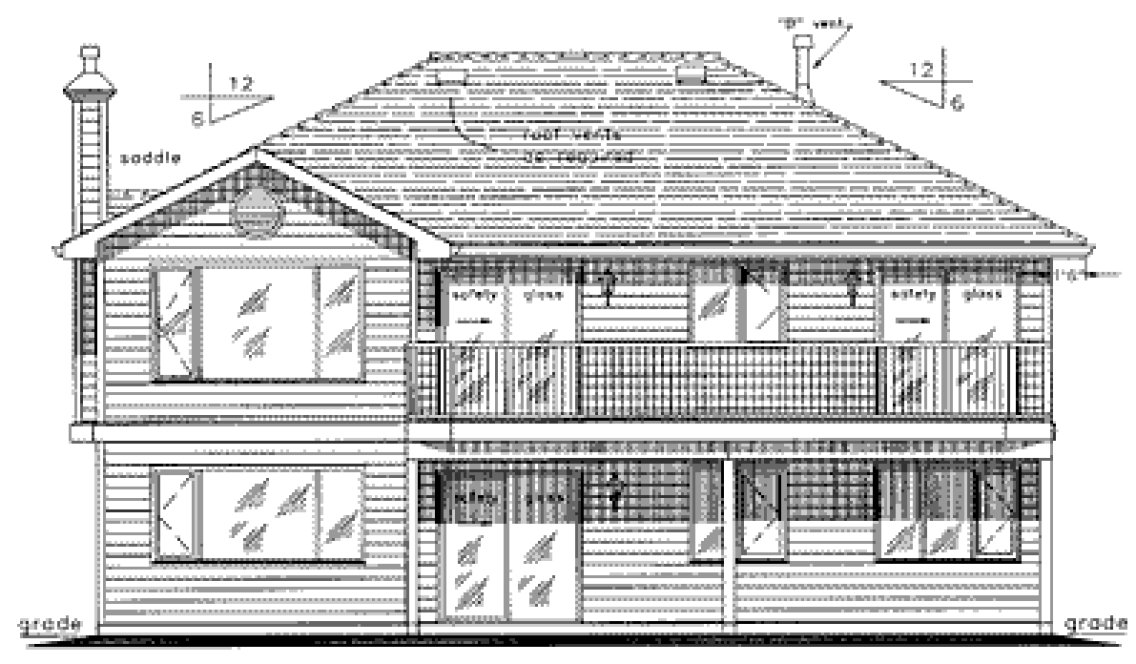 Rear Elevation for House Plan #139429