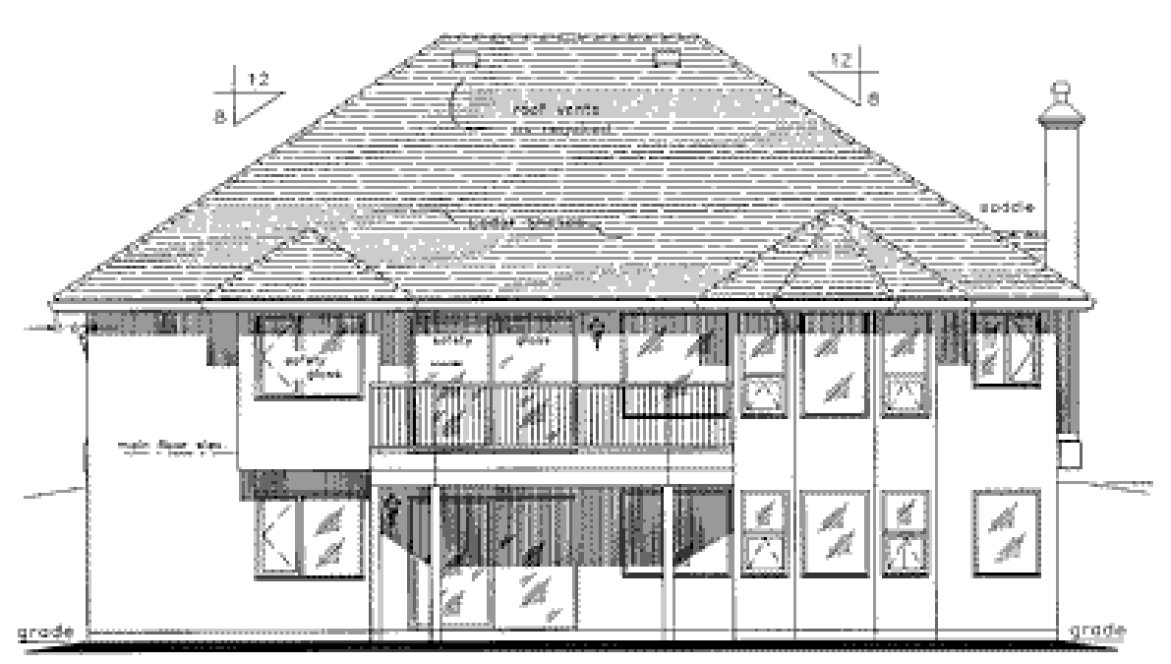 Rear Elevation for House Plan #135529
