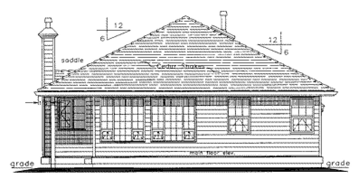 Rear Elevation for House Plan #136529