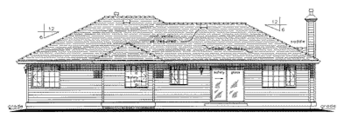 Rear Elevation for House Plan #131629