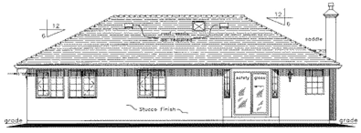 Rear Elevation for House Plan #136629