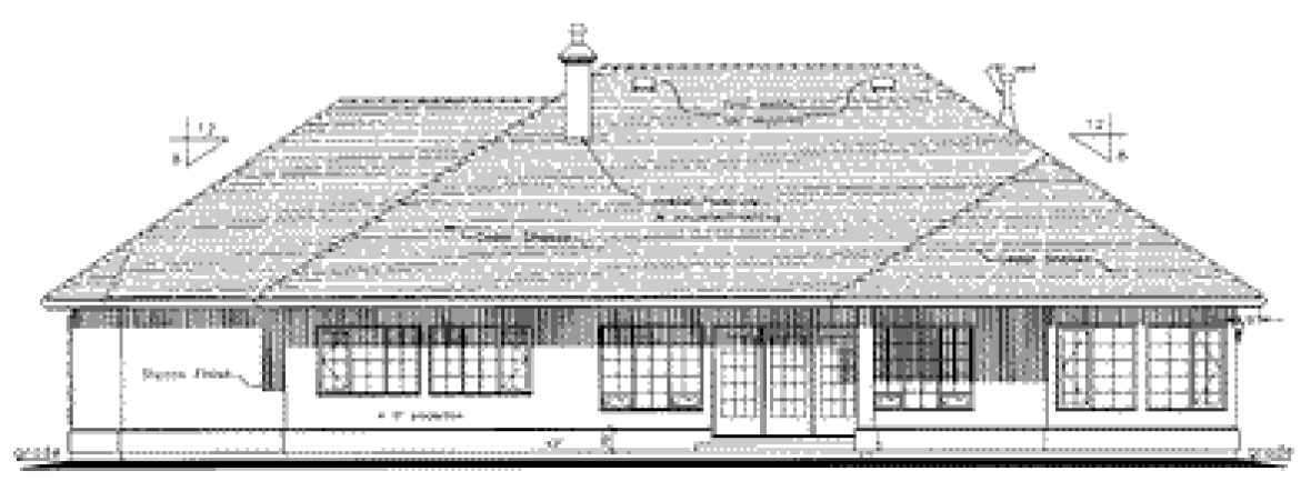 Rear Elevation for House Plan #130729