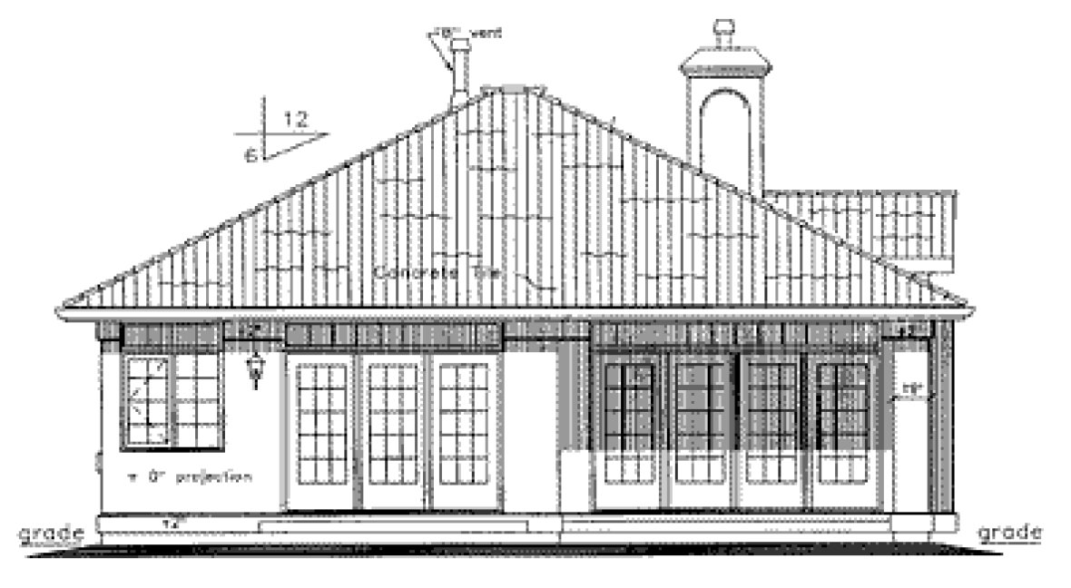 Rear Elevation for House Plan #131729