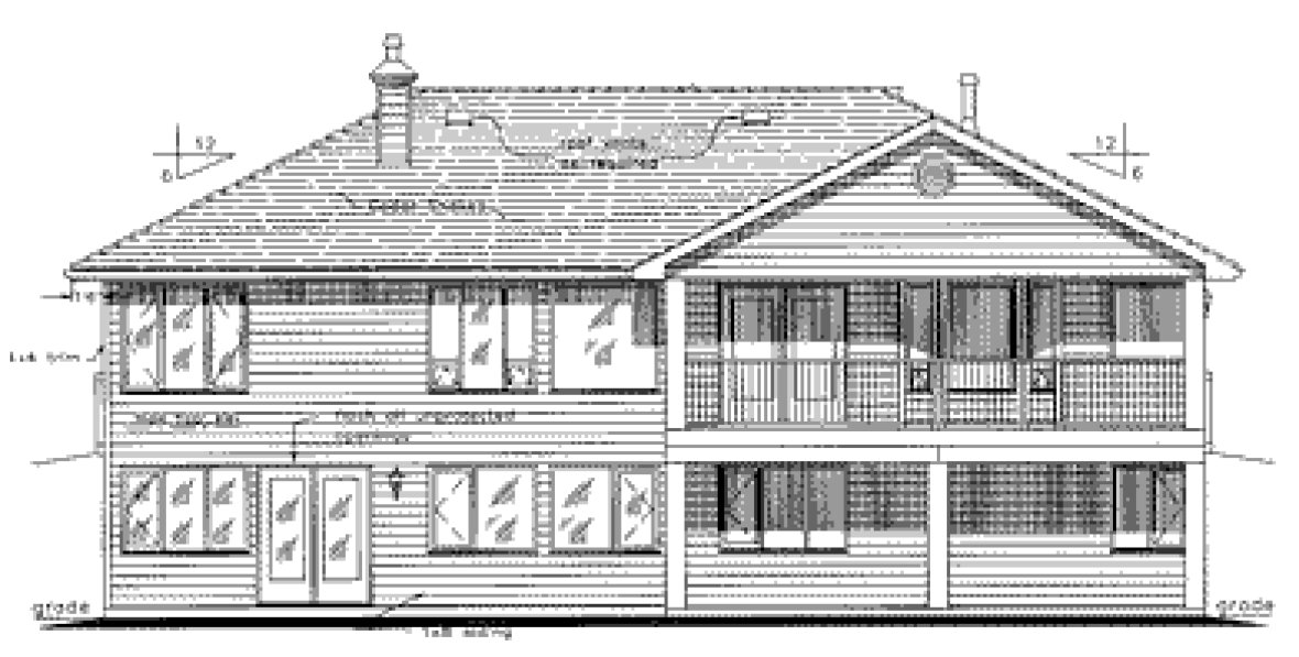Rear Elevation for House Plan #134039