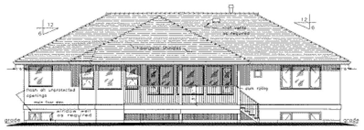 Rear Elevation for House Plan #138039
